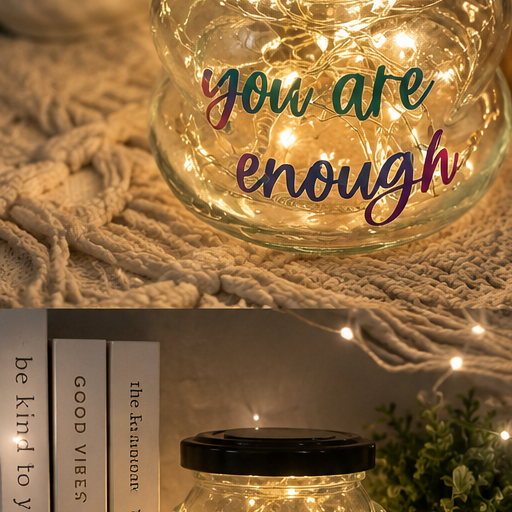 You Are Enough” Inspirational Bear Light Jar 💜✨