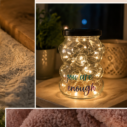 You Are Enough” Inspirational Bear Light Jar 💜✨