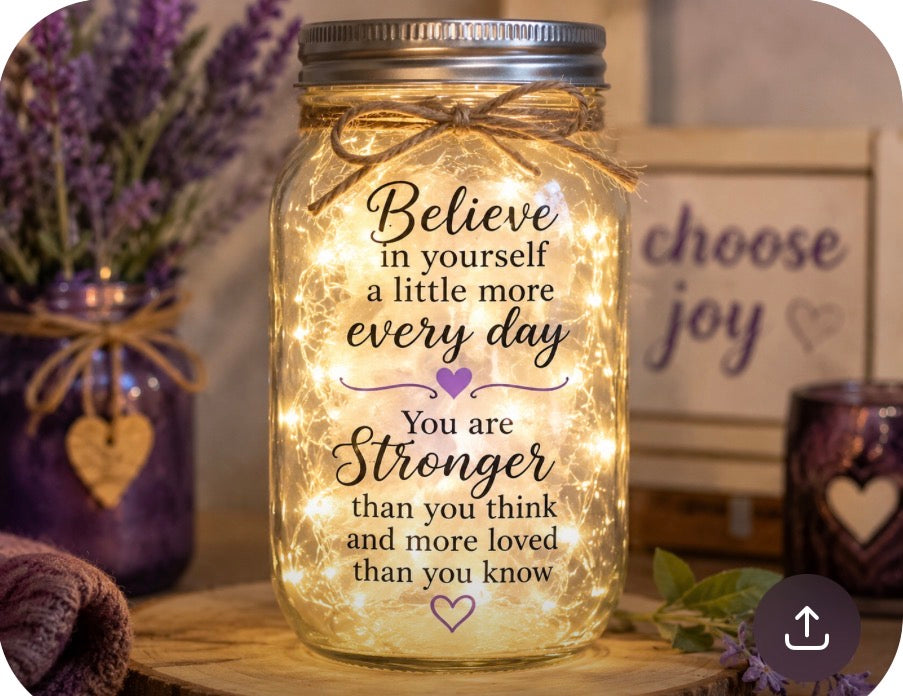Mason Jar Lights - Battery Operated with Inspirational Messages