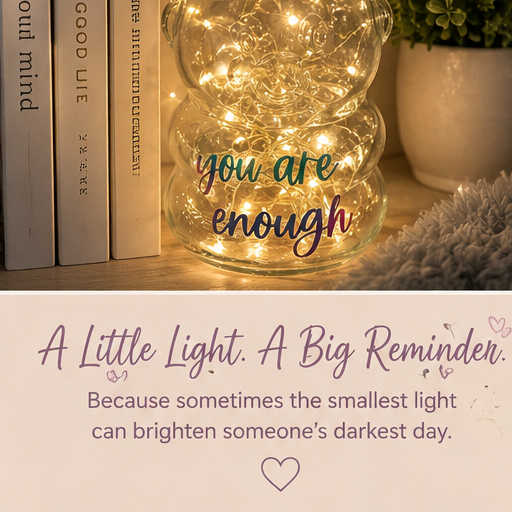 You Are Enough” Inspirational Bear Light Jar 💜✨