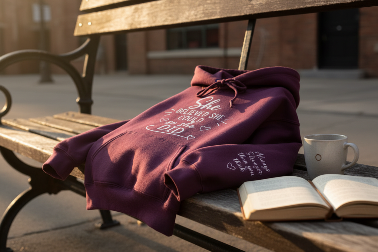 Inspirational Graphic Hoodie - Burgundy