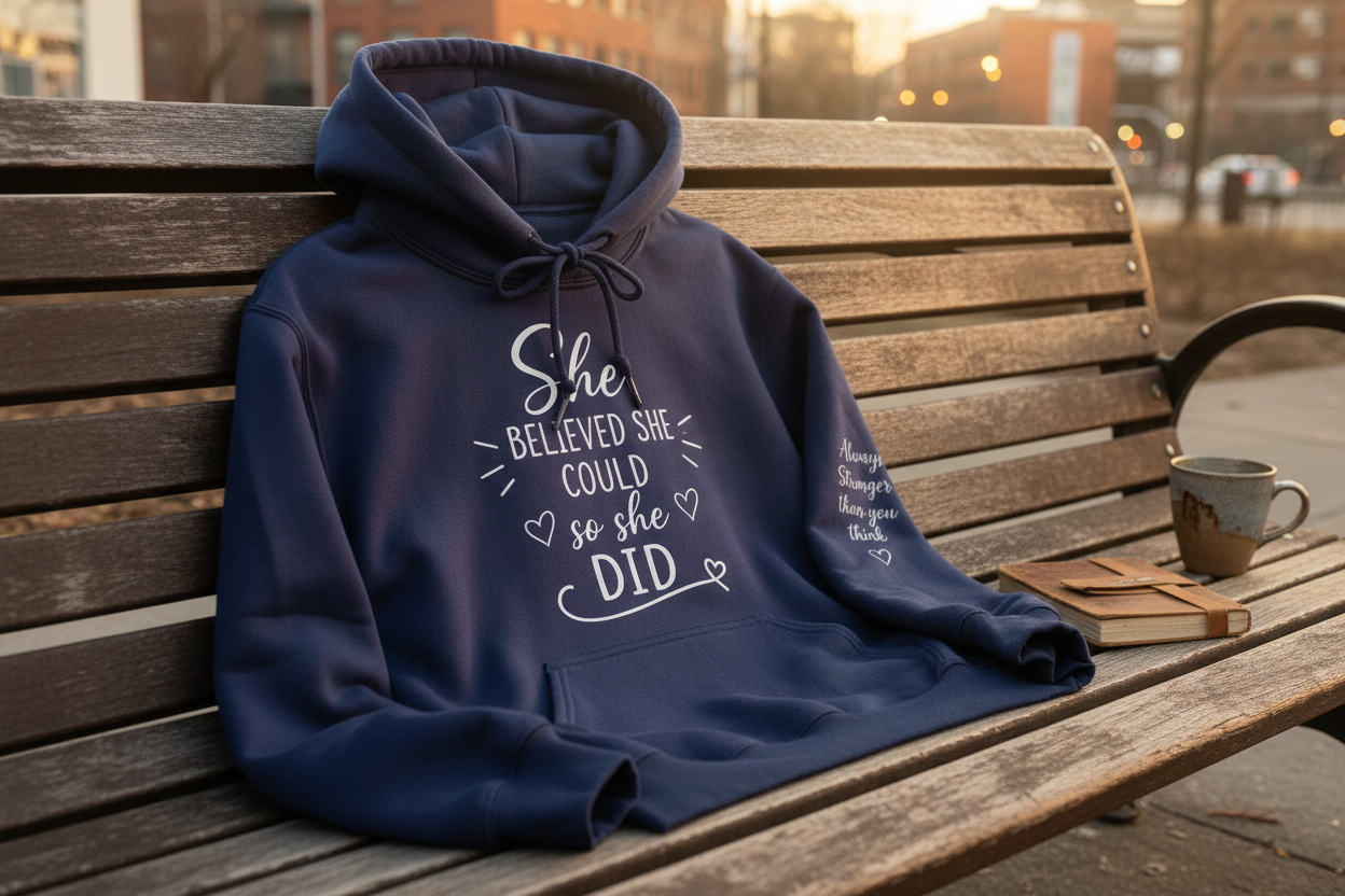 Inspirational Graphic Hoodie - Navy Blue